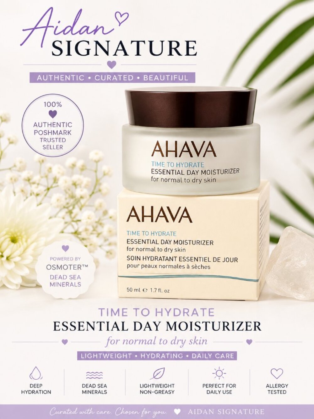 AHAVA Time To Hydrate Essential Day Moisturizer 1.7 oz / 50 mL New In Box